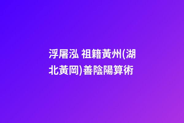 浮屠泓 祖籍黃州(湖北黃岡)善陰陽算術